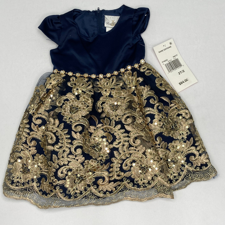 Rare Editions Navy Sequin Dress 2T/2