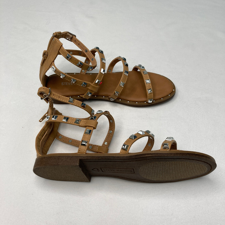 Steve Madden Girls Stud Tan Sandals 2M