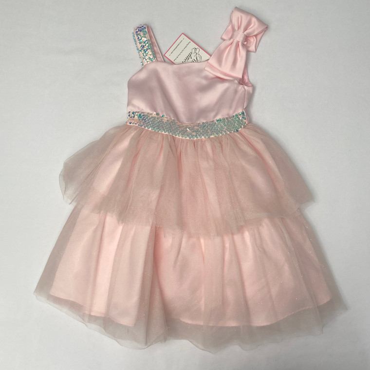 Rare Editions Satin Asymmetrical Satin Bow Dress 4T