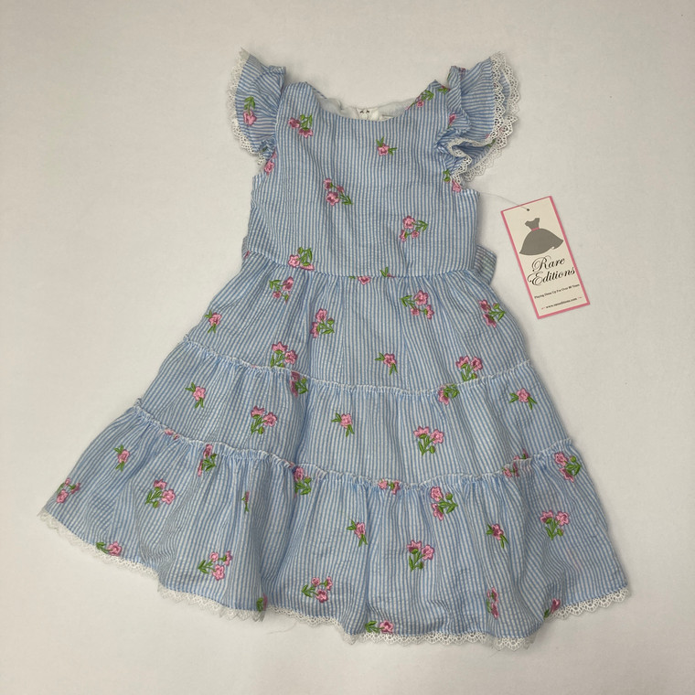 Rare Editions Blue Floral Sundress 4T