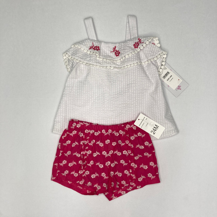 Bonnie Baby 2-Pc Embroidered Top & Shorts 24 mth