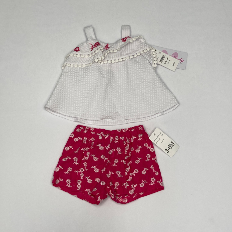 Bonnie Baby Pink Embroidered Short Set 3-6 mth