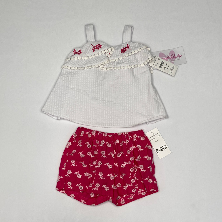 Bonnie Baby Pink Embroidered Short Set 6-9 mth