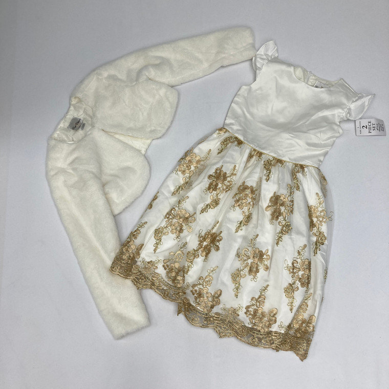 Rare Editions Ivory Dress & Cardigan 12 YR