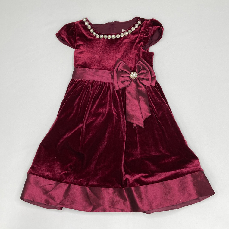 Rare Editions Cap Burgundy Dress 6 Yr