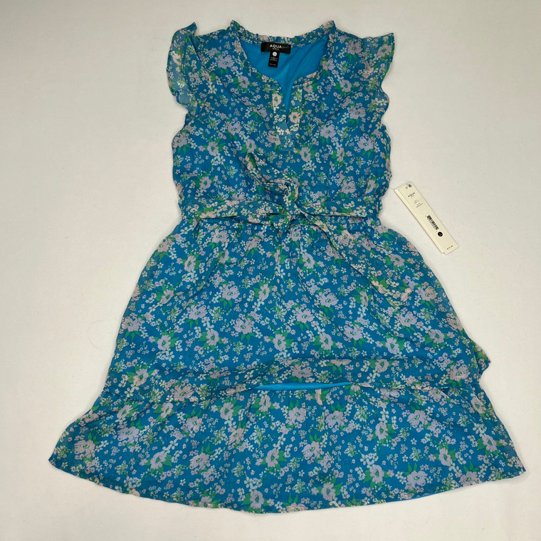 Aqua Girls Flower Dress L 10/12 Yr