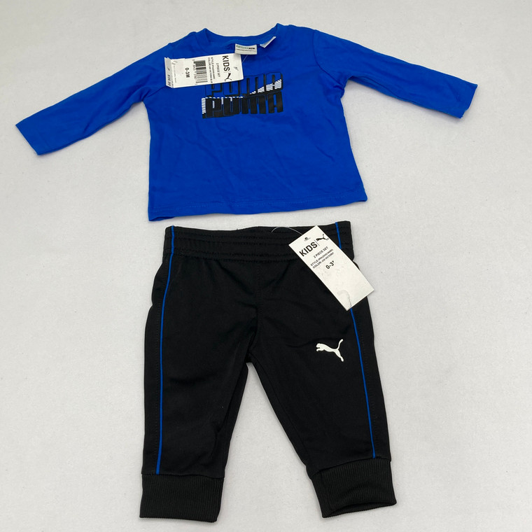 Puma 2pc Blue Long Sleeve and Black Joggers 0-3M