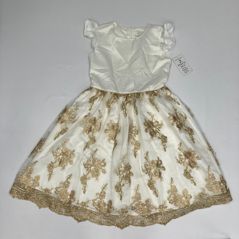 Rare Editions Embroidered Ivory Dress 14 Yr