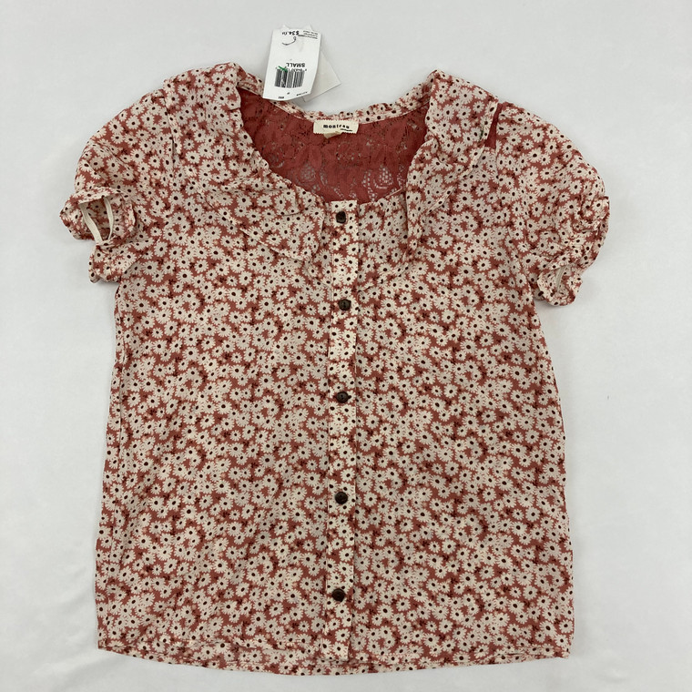 Monteau Flower Button Up Blouse Small