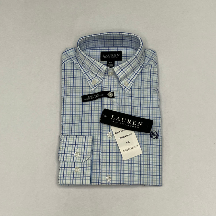 Ralph Lauren Plaid Green/Blue LS Shirt 12R