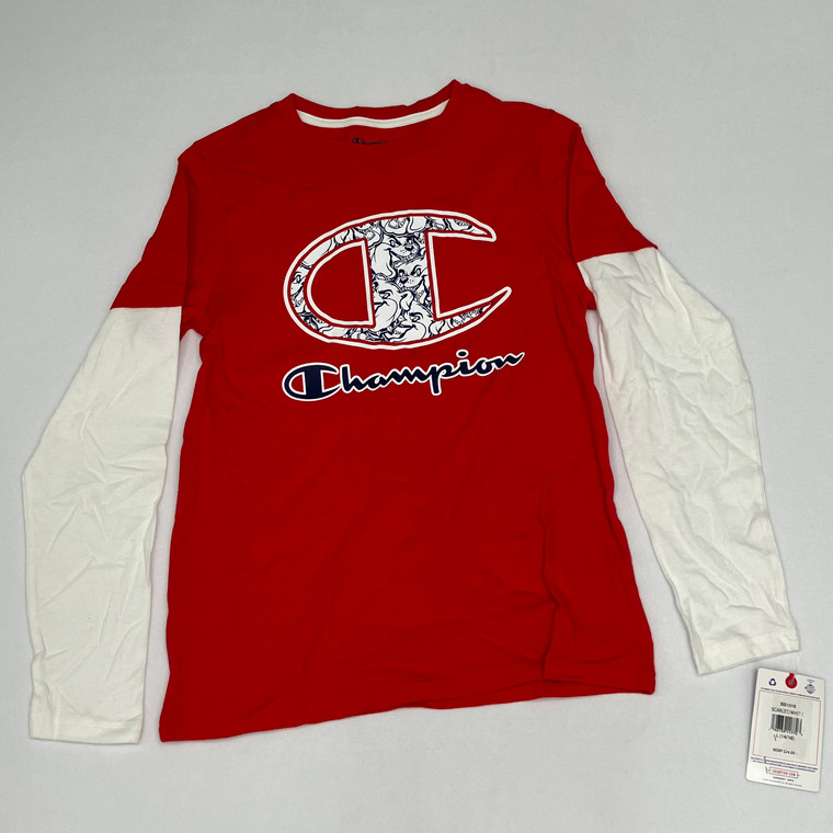 Champion Red Bulldog Logo Long Sleeve L (14/16)