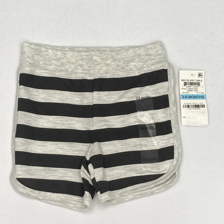 First Impressions Whispy Gray Striped Shorts 3-6 mth