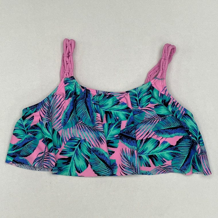 Glitter Beach Tropical Leaf Ruffle Top 12 Yr