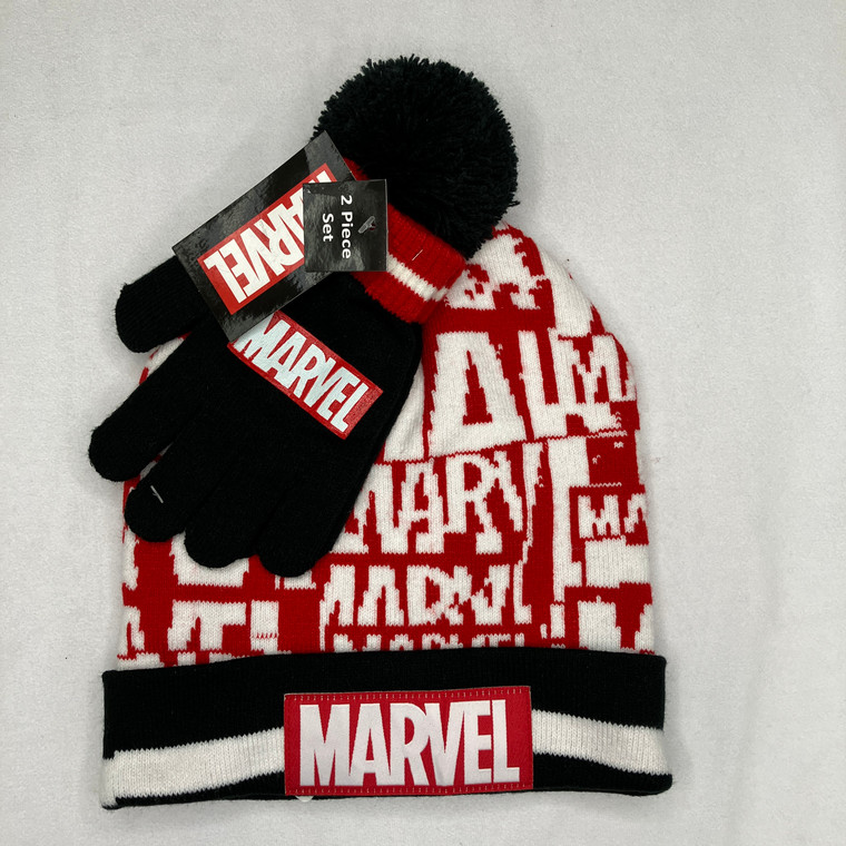 Marvel Red And Black Gloves+Hat Set One Size