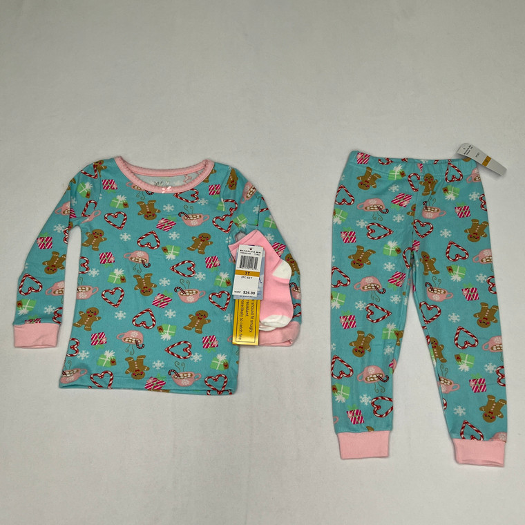 Max & Olivia 2-Pc Gingerbread PJ Set W/ Socks 3T