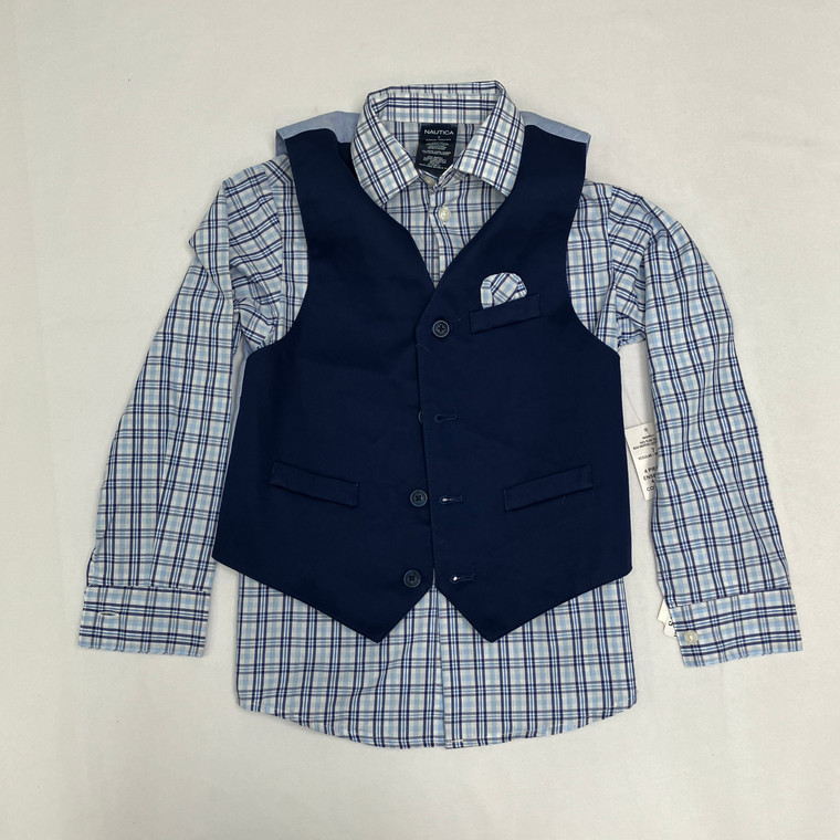 Nautica Blue Patterned Vest Set 7 2-Piece