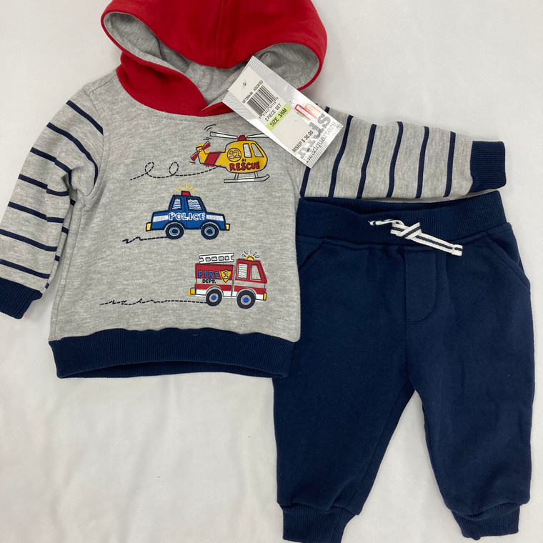 Kids Headquarters Police And Fire Dept 2-pc 3-6 mth