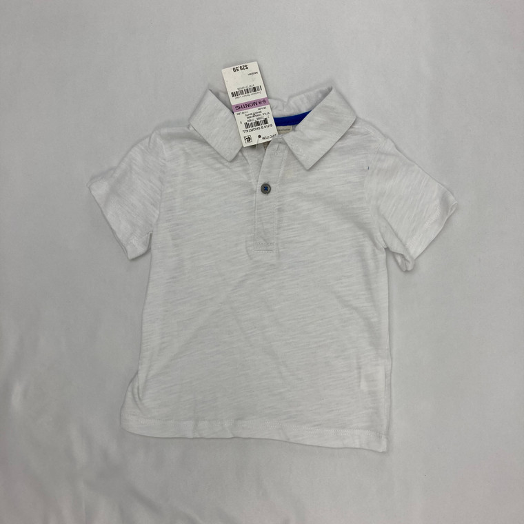 First Impressions White Button Up Polo 6-9 mth