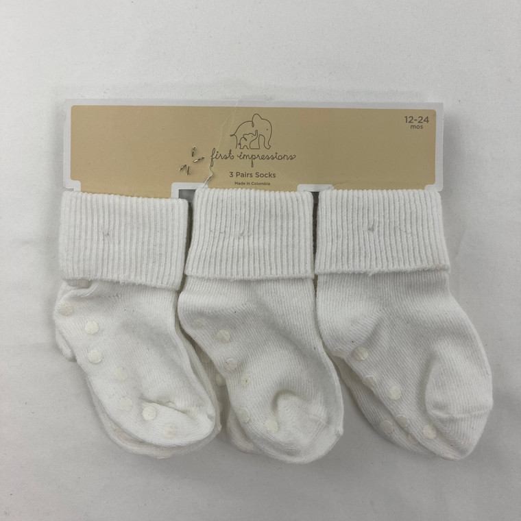 First Impressions 3 PK Cuffed Socks 12-24 mth