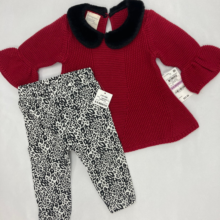 First Impressions Red Knit Sweater 2-pc 6-9 mth