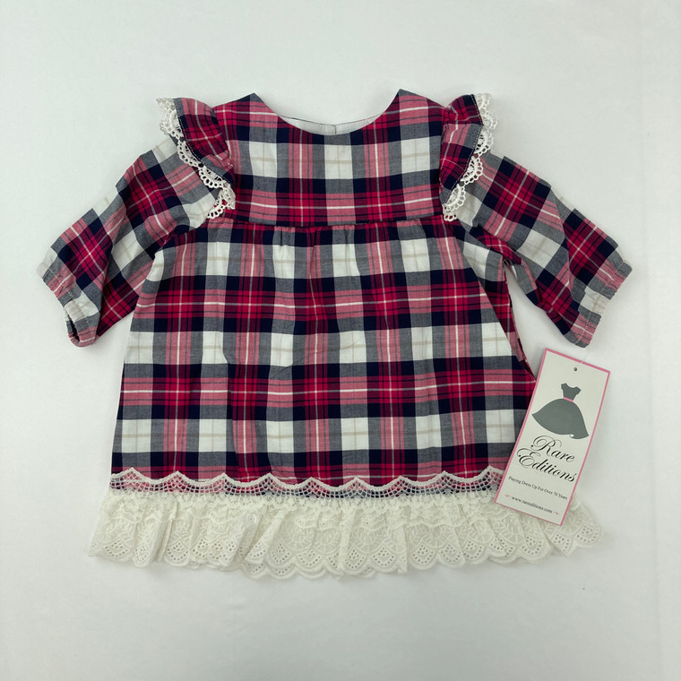 Rare Editions Plaid Lace Top 18 mth