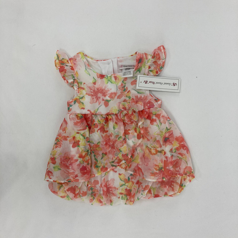 Sweet Heart Rose Coral Floral Top 12 mth