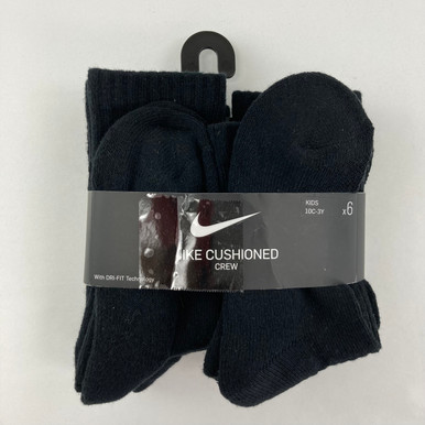 Nike 2 Pair CUSHIONED Crew Socks - 10C-3Y (5-7 Year Old) Red Black - Unisex  NWT