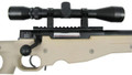 WELL L96 Airsoft Spring Sniper Rifle with Folding Stock, Scope, Bipod, and Monopod - FDE/Tan