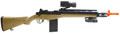 AGM M14 SoCom Spring Airsoft Rifle w/ Red Dot Scope and Flashlight, Tan