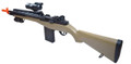 AGM M14 SoCom Spring Airsoft Rifle w/ Red Dot Scope and Flashlight, Tan