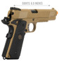 WE Tech 1911 Full Metal MEU Airsoft Gas Blowback Pistol, Tan