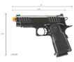 Army Armament R612 C2 Hi-Capa 4.3 Gas Blowback Airsoft Pistol, Black