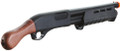 Golden Eagle Tactical M870 3/6-Shot Pump Action Sawed-Off Gas Airsoft Shotgun, Wood/Black