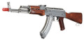 LCT AKM Stamped Steel Airsoft AEG Rifle w/ Full Stock, Silver/Wood