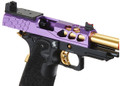 Lancer Tactical Stryk Hi-Capa 4.3 Gas Blowback Airsoft Pistol w/ Red Dot Mount, Black, Purple, & Gold
