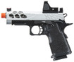 Lancer Tactical Stryk Hi-Capa 4.3 Gas Blowback Airsoft Pistol w/ Reflex Red Dot Sight, Black & Silver