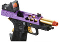 Lancer Tactical Stryk Hi-Capa 4.3 Gas Blowback Airsoft Pistol w/ Reflex Red Dot Sight, Black/Purple/Gold