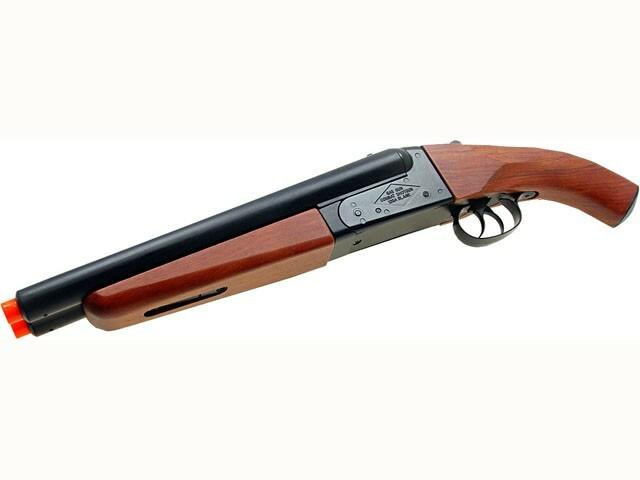 Break Action Double Barrel Green Gas Airsoft Shotgun, Wood