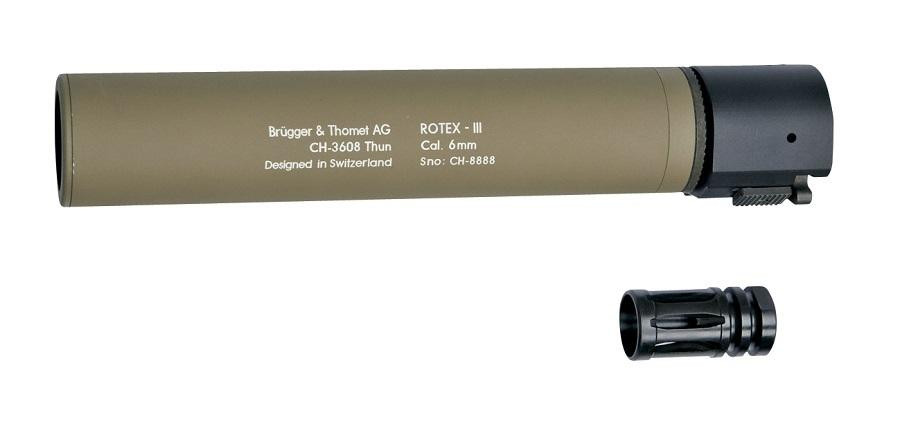B&T ROTEX III Metal QD Barrel Extension and Metal Flash Hider, Tan