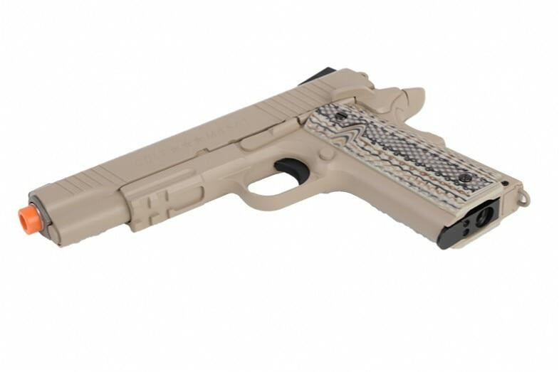 Colt 1911 Co2 Blowback Rail Gun Airsoft Pistol | M45A1 - Tan