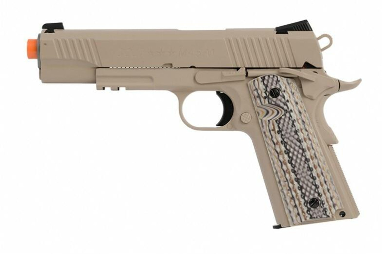 Colt 1911 Co2 Blowback Rail Gun Airsoft Pistol | M45A1 - Tan