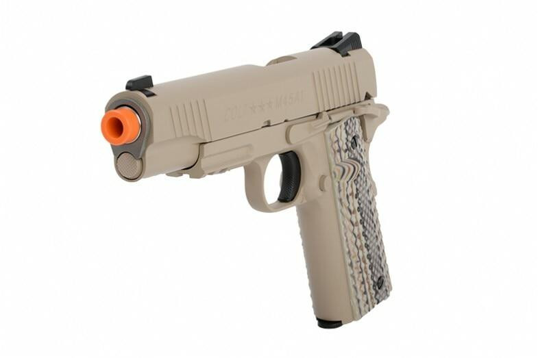 Colt 1911 Co2 Blowback Rail Gun Airsoft Pistol | M45A1 - Tan