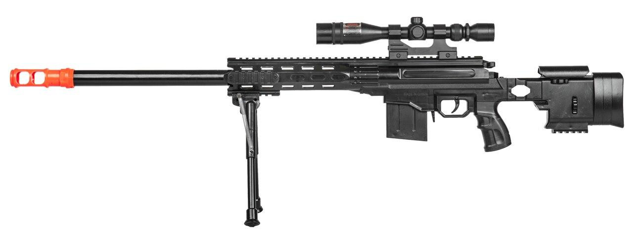 P2589 Plastic Railed Spring Sniper Rifle, Black with Laser Pointer