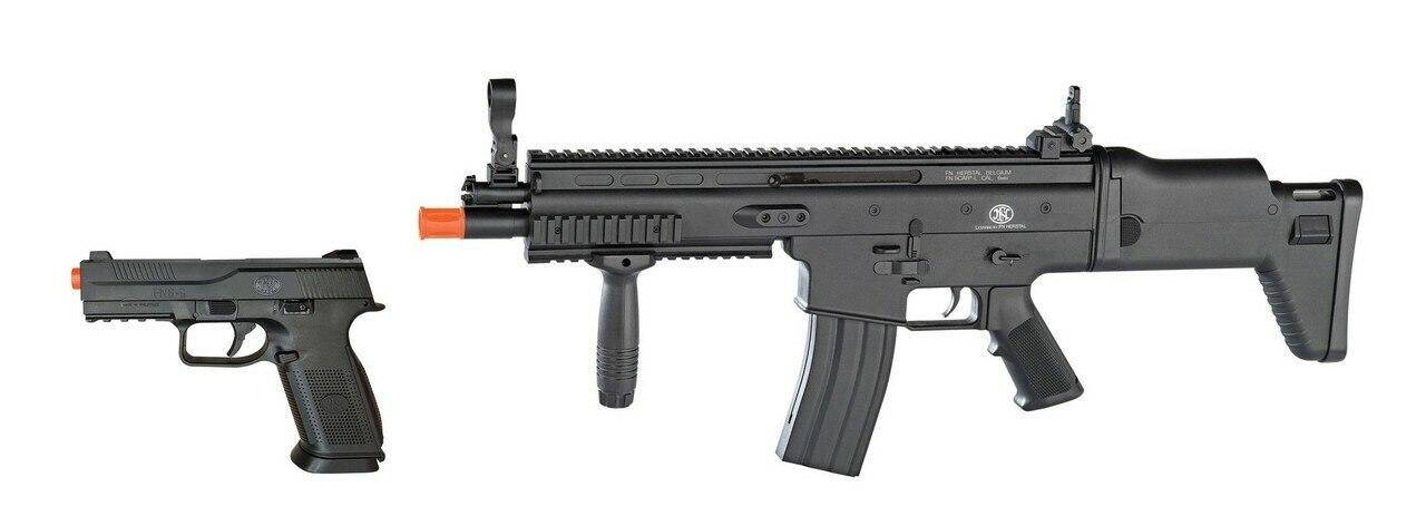 FN Herstal SCAR-L AEG Rifle & FNS-9 Spring Pistol Airsoft Kit, Black