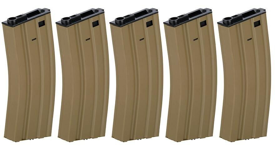 Lancer Tactical Gen 2 Metal 120rd Mid-Cap M4/M16 Magazine 5-Pack, Tan