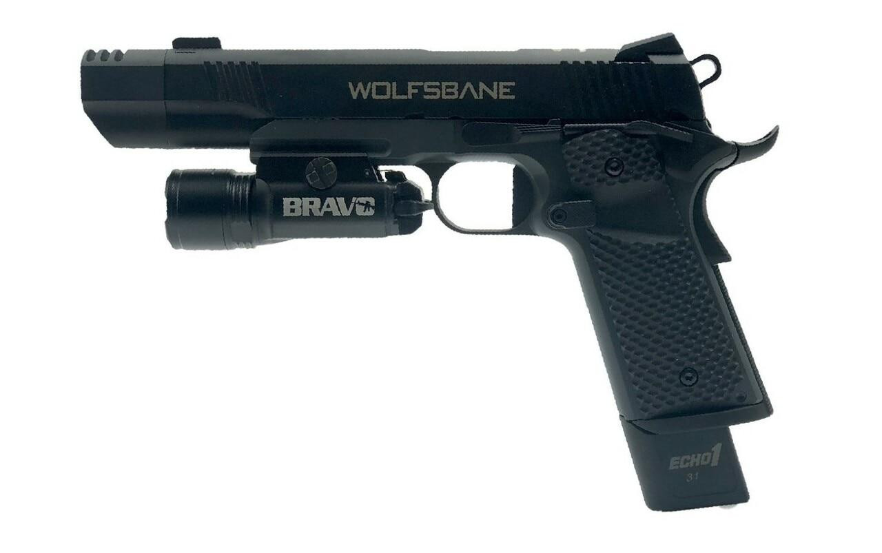 Echo1 Wolfsbane Gas Airsoft Pistol with Bravo STL800 Flashlight