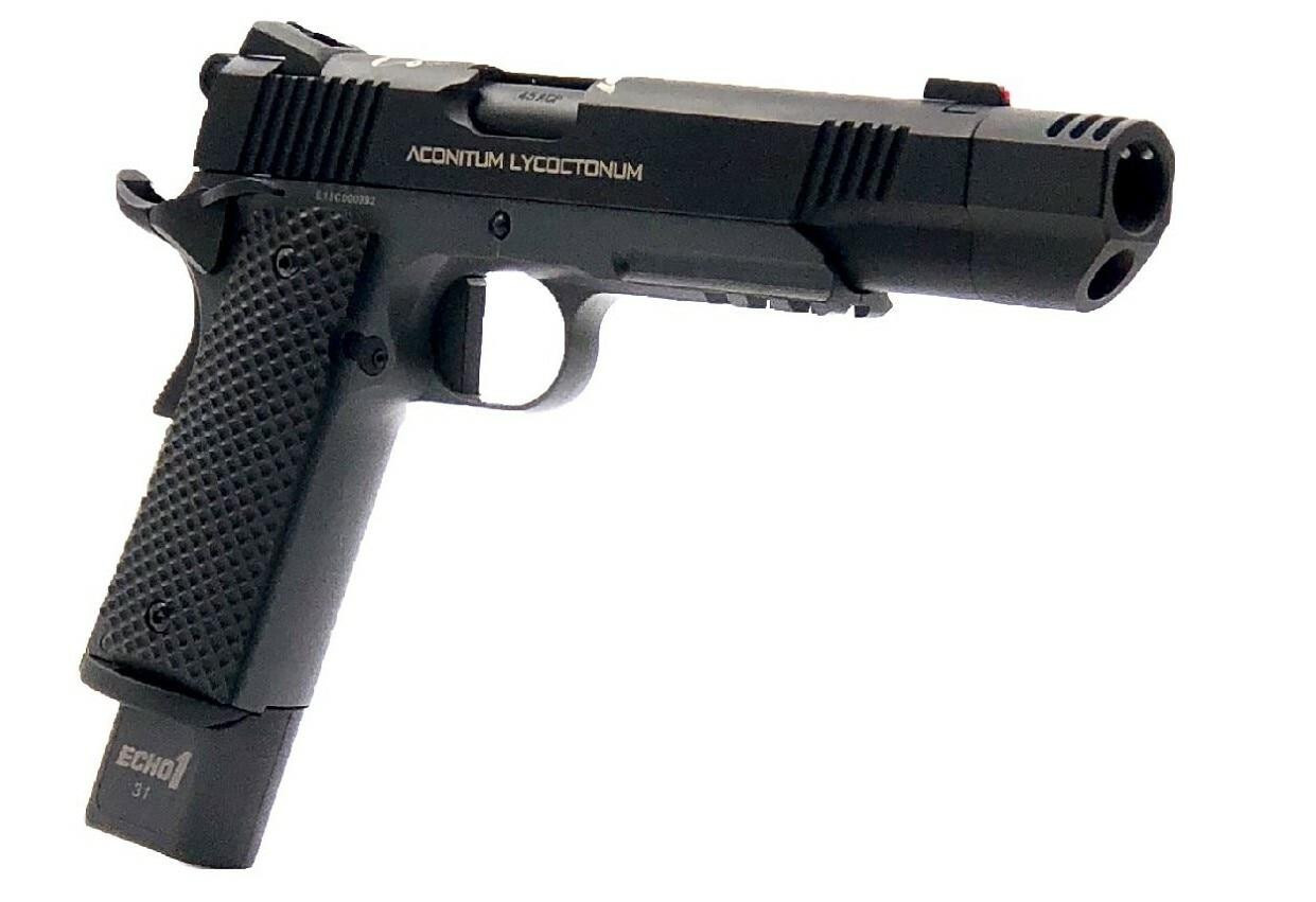 Echo1 Wolfsbane M1911 Blowback Gas Airsoft Pistol, Black by Jag