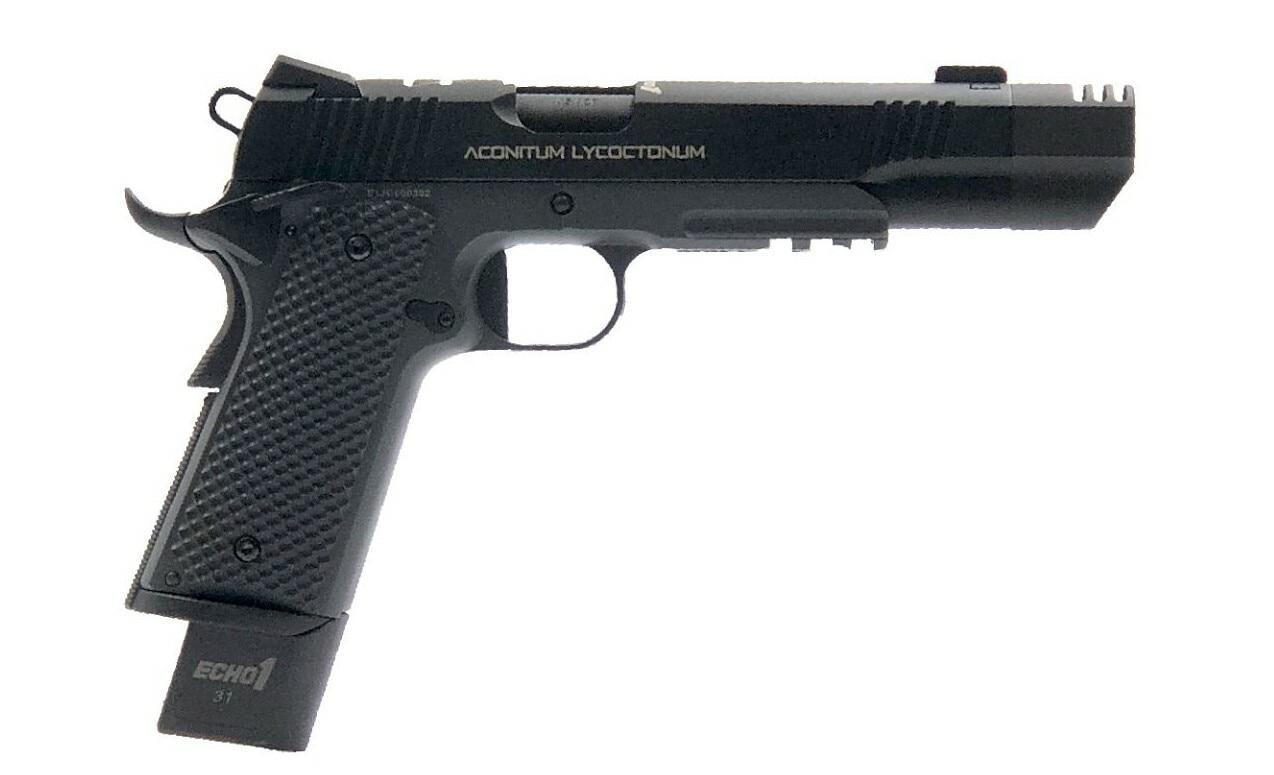 aska Echo1 Wolfsbane M1911 Blowback Gas Airsoft Pistol, Black by Jag