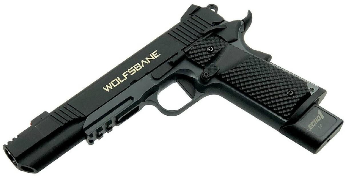 Echo1 Wolfsbane M1911 Blowback Gas Airsoft Pistol, Black by Jag