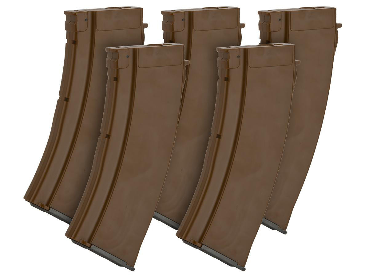 MAG 100 Round Mid-cap Magazine For AK Airsoft AEG Rifle, 5 Pack, Imitation Bakelite